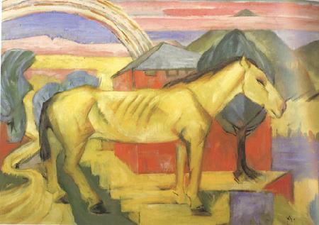 Franz Marc Long Yellow Horse (mk34) Sweden oil painting art